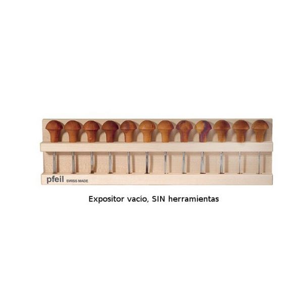 Expositor de madera para 12 gubias de linóleo (vacío) Pfeil